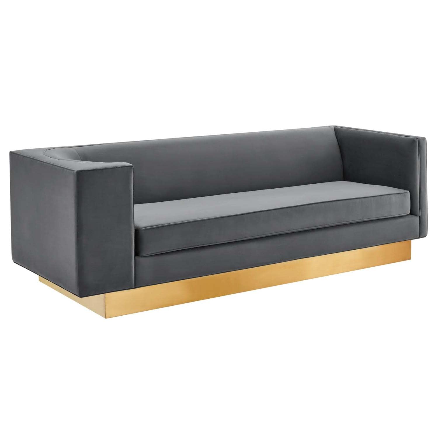 Modway Eminence Upholstered Velvet Sofa With Gray Finish Eei-5016-Gry
